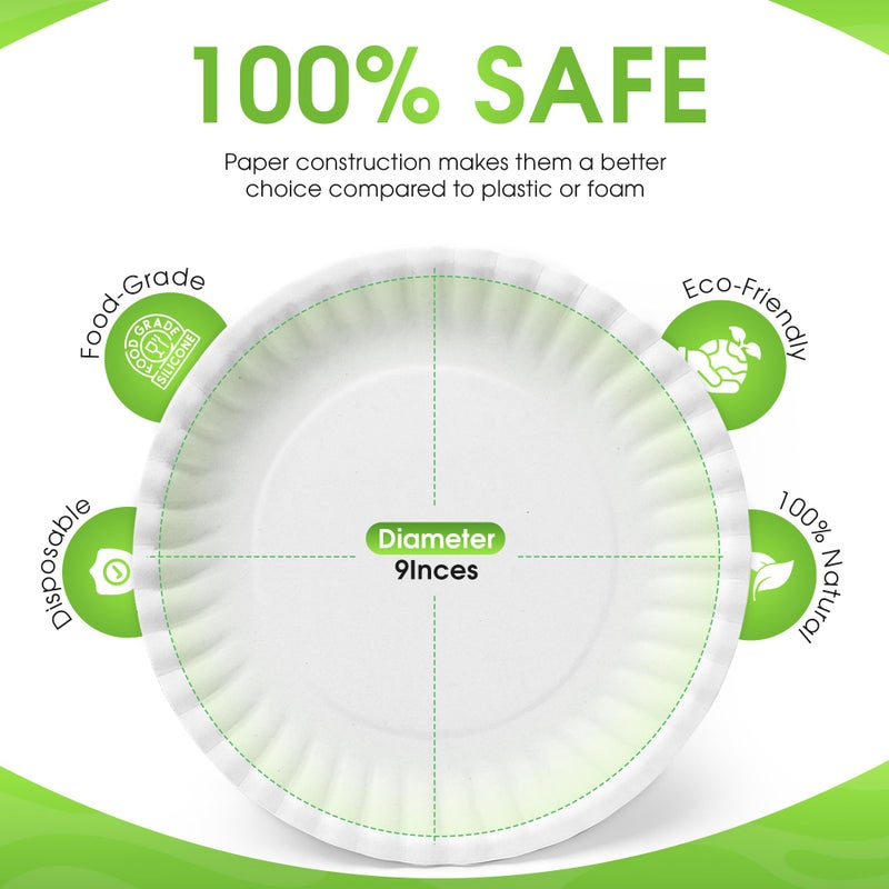 Perfectware 9 Inch White Paper Plates 300ct - Image 4
